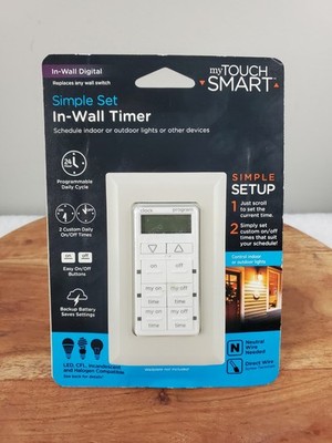 myTouchSmart Indoor In-Wall Simple Set Digital Timer Programmable White - NIB