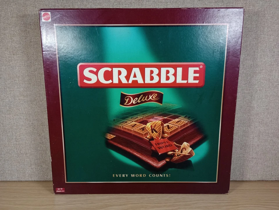 Vintage Scrabble Deluxe Board Game w/ Turntable & Wooden Pieces 2000 Mattel - Image 2 of 4