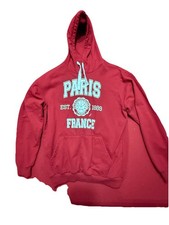 Paris France Red Hoodie Adult Size XL Pullover With Draw Strings.