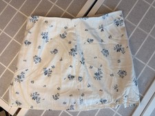 Vintage American Eagle Low Rise Floral Linen Mini Skirt White  Blue Size XL