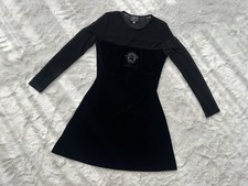 VTG Versace Jeans Couture center logo mesh sleeves velvet dress / size M