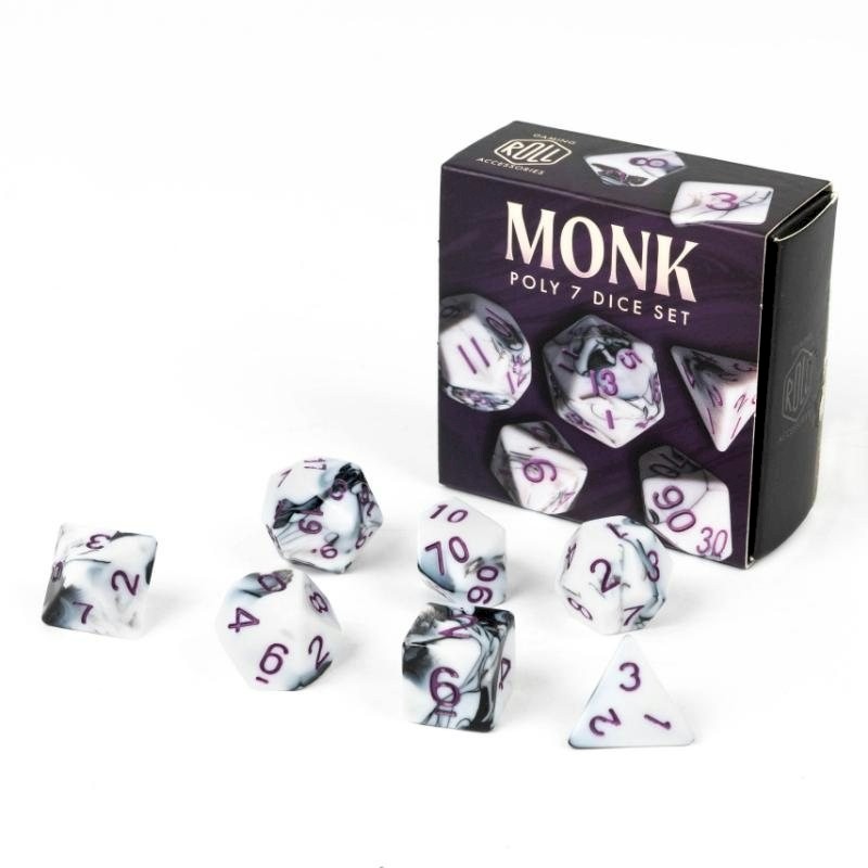 Monk 7 Polyhedral Dice Set NEW Ideal for role play games