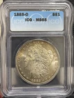MS65 Lightly Gold Toned 1885-O Silver Morgan Dollar ICG MS65 GEM