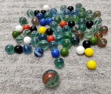 Lot of Vintage Marbles 70 Mixed Manufacturers Conditions and sizes Nice Variety