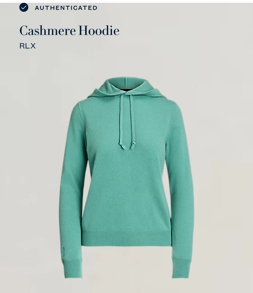 Sudadera con capucha RLX Ralph Lauren para mujer de cachemir verde talla PS nueva Foto 4 de 4