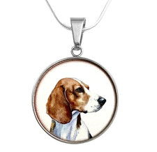BEAGLE DOG Art Print S. Steel Necklace Free Engraved message on back