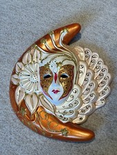 Vintage Venetian ceramic hand painted wall-hanging mask