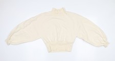 Cotton Candy Women Ivory L Sweatshirt High Neck Balloon Sleeve
