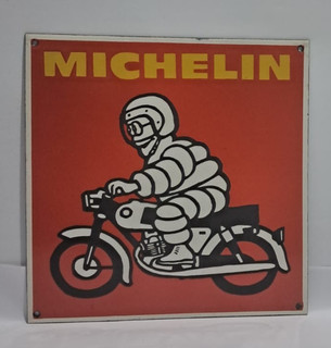 Vintage Style Michelin Motorcycle Porcelain Enamel Sign 12 Inch Gas Pump Decor
