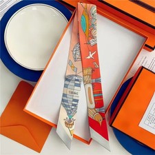 Silk Luxury Print Scarf Headband Hair Band Tie Ribbon Neckerchief Skinny Scarves