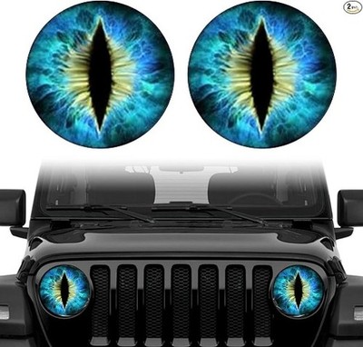 Beast Eyes Headlamp Decals for Jeep Headlights, 3D Round Funny Decals for Truck