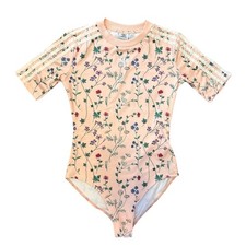 Adidas Womens Small Bodysuit Floral Pink Short Sleeve Ain  t No Sunshine