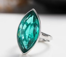 Green Cubic  Zirconia Ring Marquis Cut