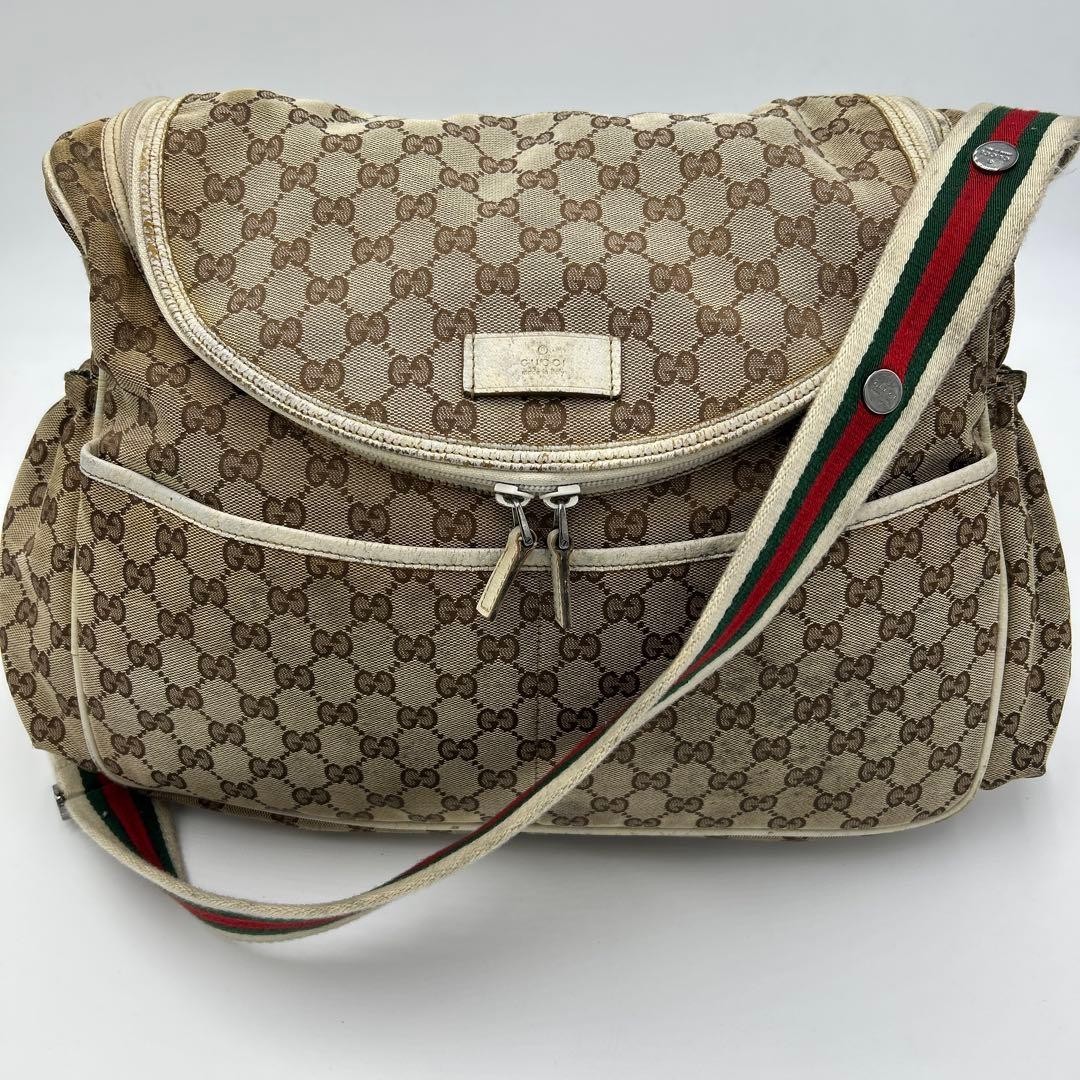 Gucci Diaper Sherry Line Shoulder Bag GG Monogram Canvas Beige 123326 002058