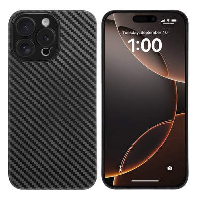 Ultra Slim Case für iPhone 16 Pro Max Schutzhülle Cover Skin Schwarz Carbon Look