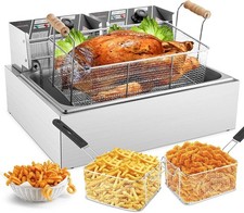 Commercial Deep Fryer, 3400w Electric Turkey Fryer with 3-Baskets, 22L/23.25Qt