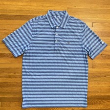 Vineyard Vines Polo Shirt Mens Medium Blue Striped Performance Whale 1K1186