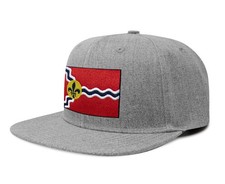 St. Louis Flag Hat for Men Women - Snapback Trucker Baseball Cap (Grey Flatbill)