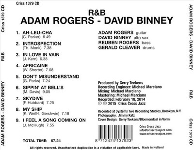 ADAM ROGERS/DAVID BINNEY R&B NEW CD