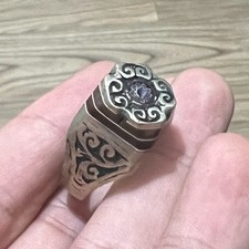 Vintage World War 2 era sterling silver Filigree scroll signet ring