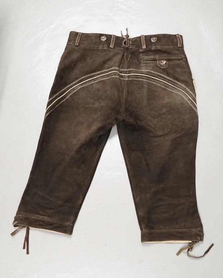 Trachten Lederhose Grösse 94 Herren Kniebund Wildbock Vintage P978 - Bild 2 von 3