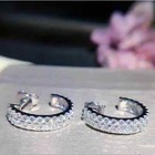 Stud Earrings 14K White Gold Plated 1.50Ct Lab Created Vvs1 Diamond Huggie Hoop