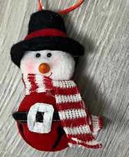 Santa Snowman Christmas Tree Ornament Plush Jingle Bell Hanging Decor Country