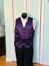 Amethyst Purple Eggplant Closed Back Vest Wedding Prom Tuxedo Men  s Medium Tall