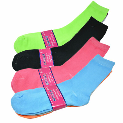 3-12 Pairs Women Solid Multicolor Casual Cotton Classic Crew Socks Size 9-11