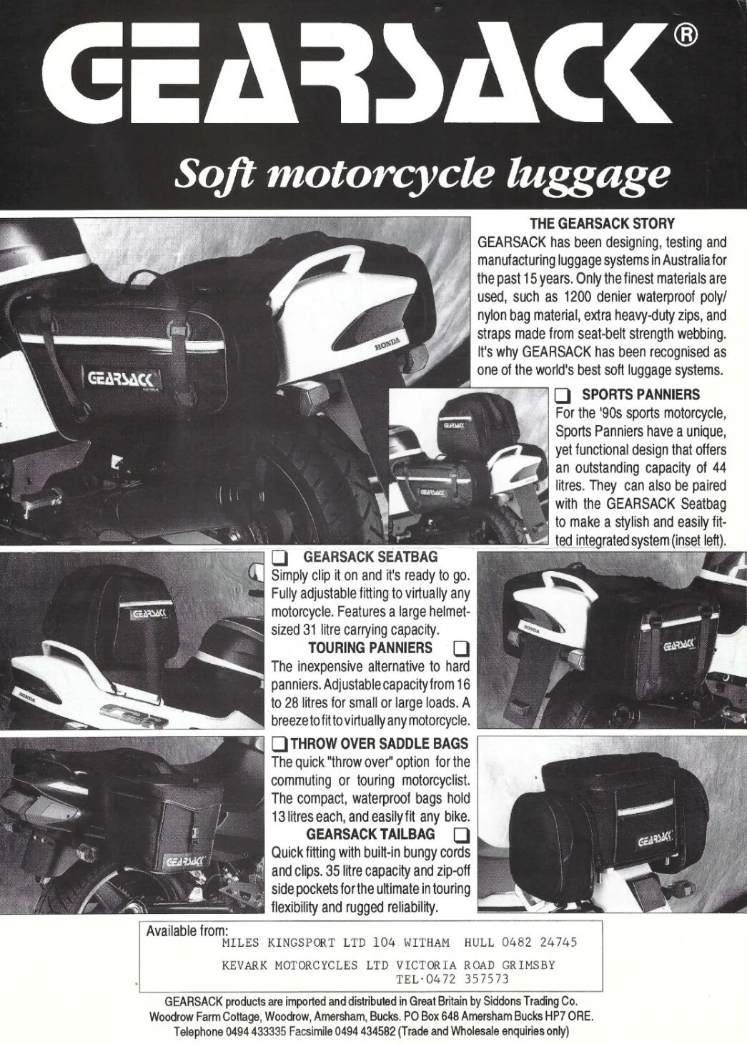 Rugged Set Of 3 Interlocking Gearsack Rackless Motorcycle Panniers Top