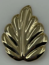 Polished Gold Tone Leaf Scarf Clip  3 Inch Long Womens Estate Fashion Jewelry