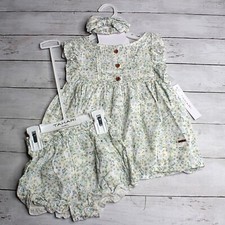 Tahari Girl's Floral Dress Bloomers Size 4T 100 Cotton Summer Headband