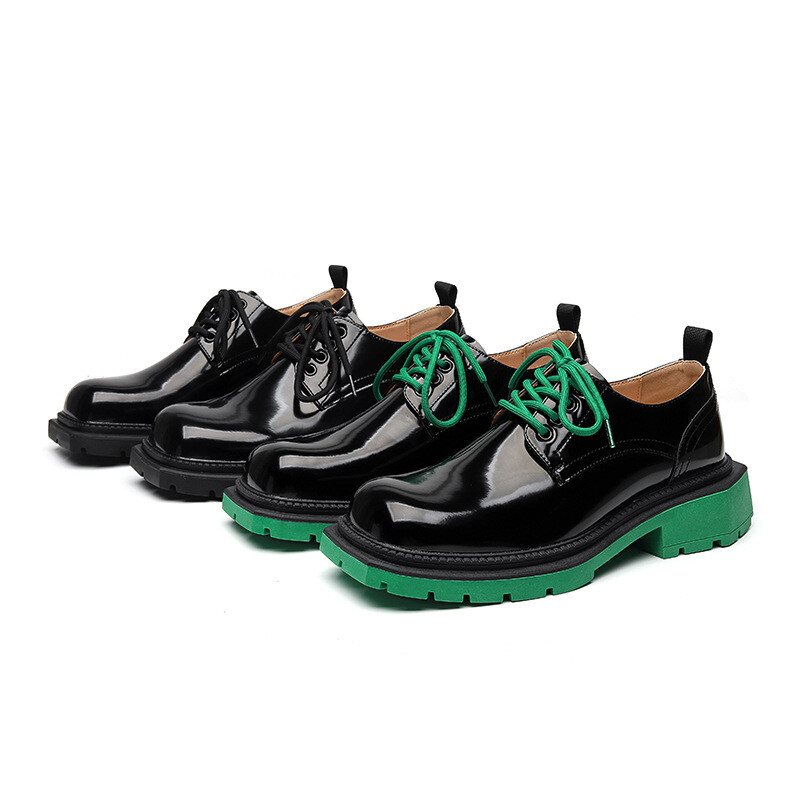 SAOLA Scarpe uomo papà britannico punta quadrata suola verde moda casual scarpe trendy Oxford