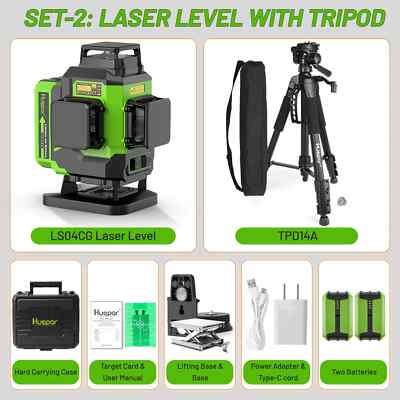 LS04CG Set 16 Lines Laser Level with Detector & Tripod 4D Cross Line Tiling.