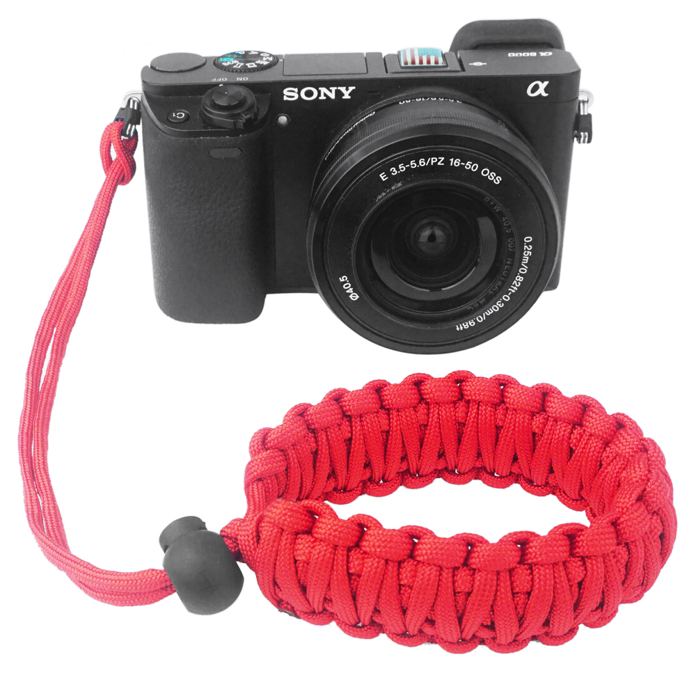 Blue Braided 550 Paracord Camera Wrist Strap - Adjustable Bracelet For Nikon, Canon, Sony DSLR & Mirrorless
