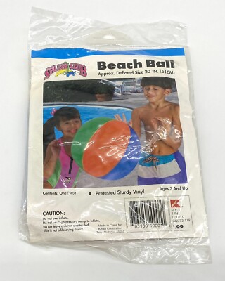 20''  Inflatable Beach Ball Vintage 6 Color Vinyl Pool Toy Splash Club K Mart
