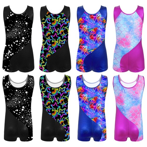 Girls Unitard Gymnastic Bodysuit Silky Jumpsuit Yoga Leotard Soft Biketards - Picture 2 of 45