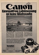 3w8689/ Reklame von 1978 &ndash; Fotoapparat CANON AE-1