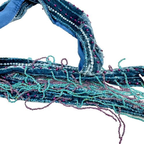Ceinture CHAN LUU Neuve Taille S - Paillettes Argent Et Bois Clair - Soie Satinée Avec Perles