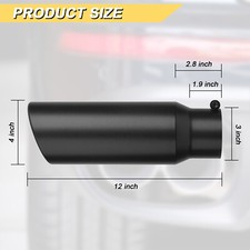 Black Silver Bolt-on Exhaust Tip For 3 Inlet 4 Outlet 12 Long Rolled-edge