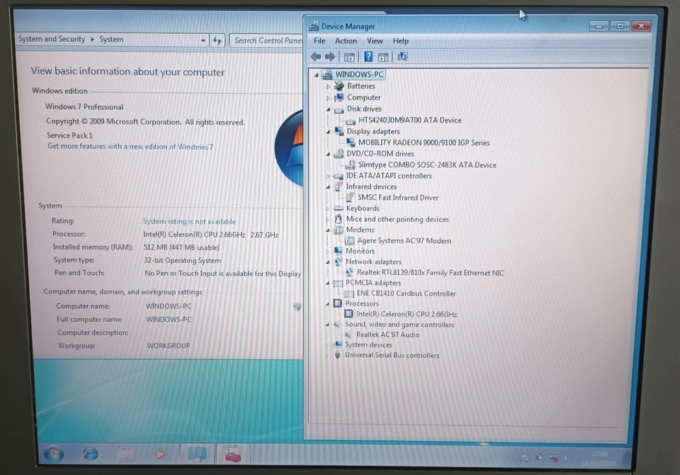 Acer Travelmate 2200 2201LC Laptop 15" 30GB 512MB Windows 7 ATI DVD AC97 Celeron - Image 2 of 4