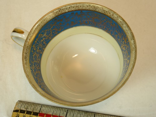 2 Noritake Vornay blau 4794 Tassen mit Fuß 4 Unzen mit Untertassen 5 1/2 Zoll - Bild 7 von 12