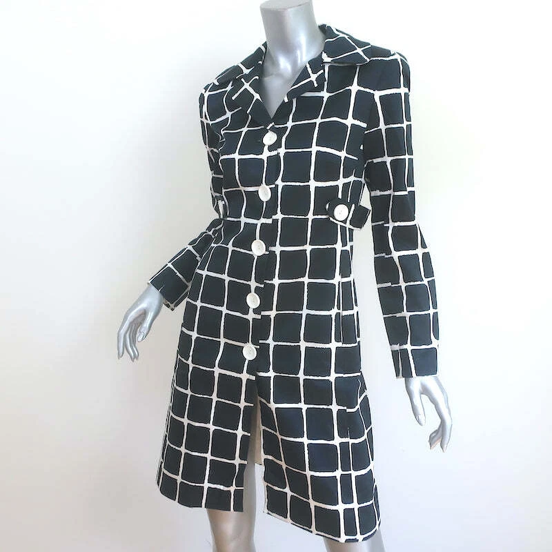 Abrigo Trina Turk Cuadros Blanco y Negro Algodón Elástico Talla 4 Foto 2 de 4