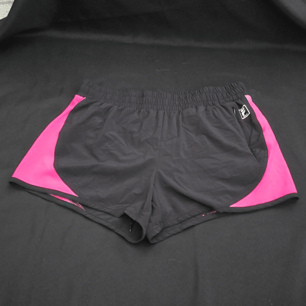 Pantaloncini FILA rosa nero foderati elastico in vita con coulisse corsa yoga