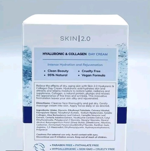 Skin 2.0 Hyaluronic & Collagen Day Cream Intensive Hydration Brightening 50ml - Imagen 10 de 10