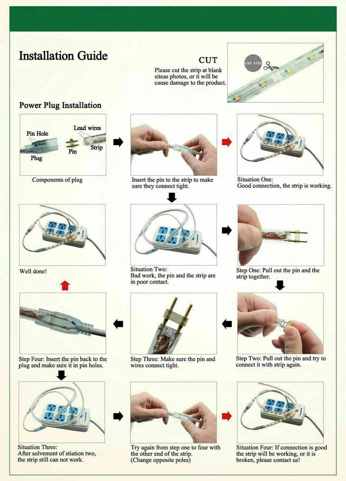 10pcs/set Power Supply Cord Connector For LED Neon/SMD Flex 6.5*13mm Rope Lights - Image 4 of 4
