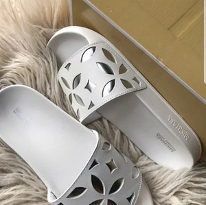 white michael kors slides