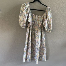MILLIBON USA Dress Womens Small Tiered Boho Cottagecore Floral Puff Sleeve NEW