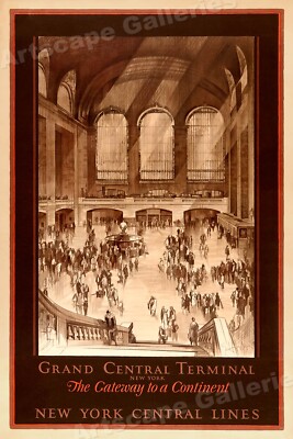 1920s Grand Central Terminal NY Railroad Travel Poster - 24x36