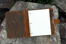 Leather business portfolio 3 ring binder/letter size 3 hole 8.5 x11 refill paper